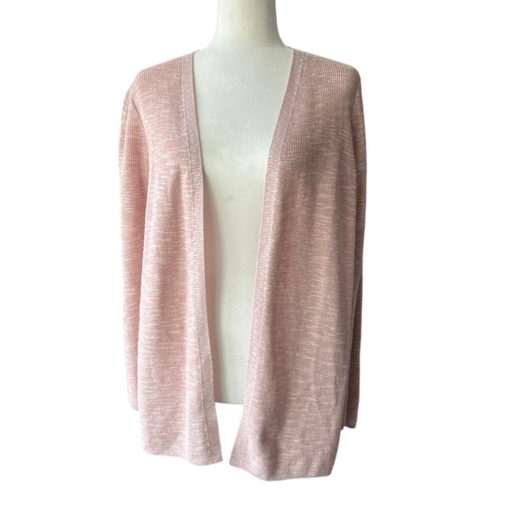 J Jill Linen Blend Pastel Pink Cardigan Sweater Women's Petite Small Pastel Pink